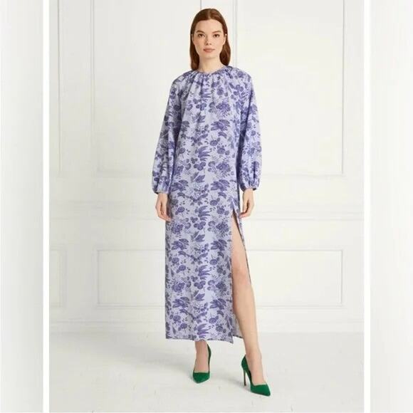 NWT Hill House Women's The Simone Maxi Open Back Dress Lilac Floral Tonal Size L - Picture 1 of 10